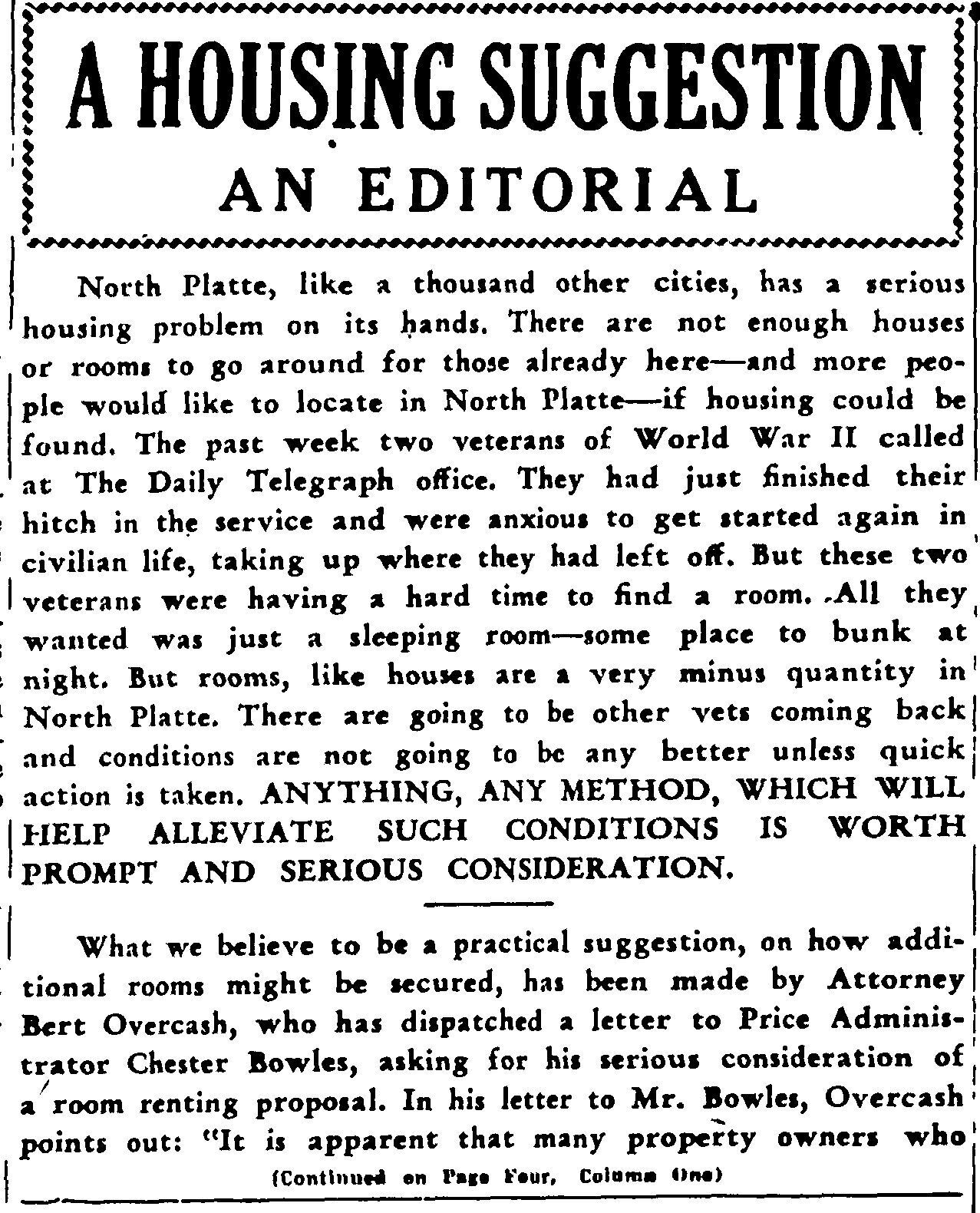 75 years ago, North Platte saw a spike in housing demand from WWII veterans and their families